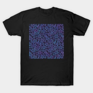 Blue and purple Flower Pattern T-Shirt